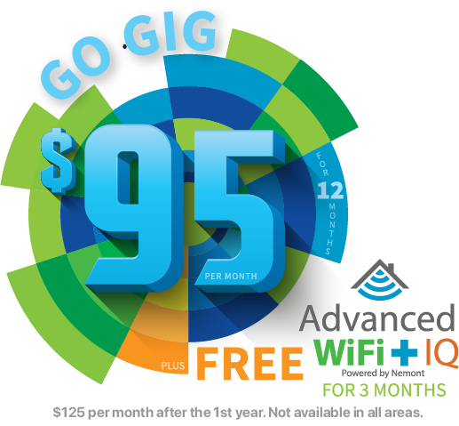 Go GIG for $95/mo. with 3 months FREE of Advanced WiFI+IQ.