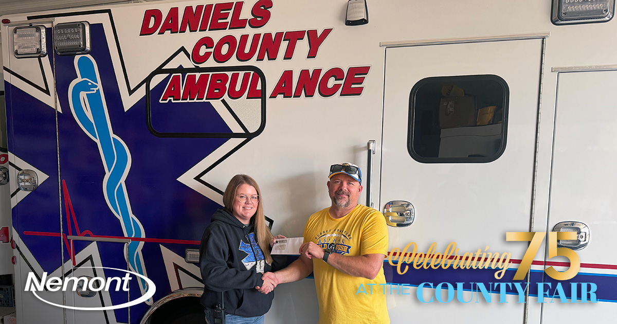 Shasta Dahl (Local EMT) and Leif Handran (Nemont)